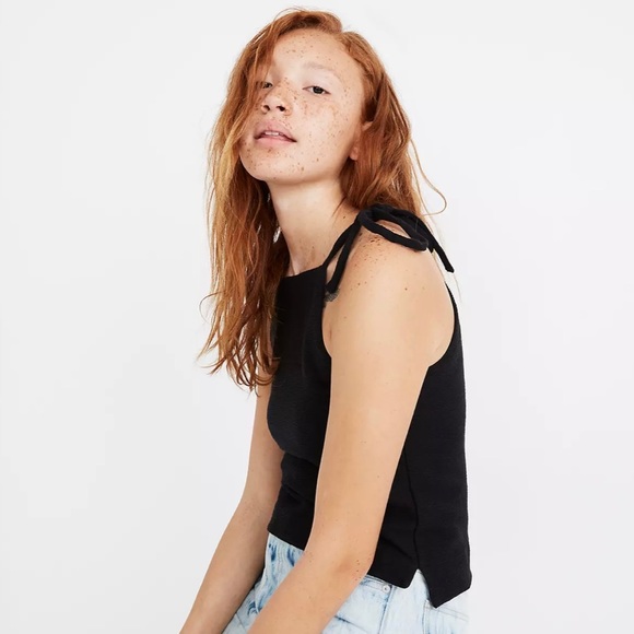 Madewell Tops - Madewell Black Tie Shoulder Tank Top